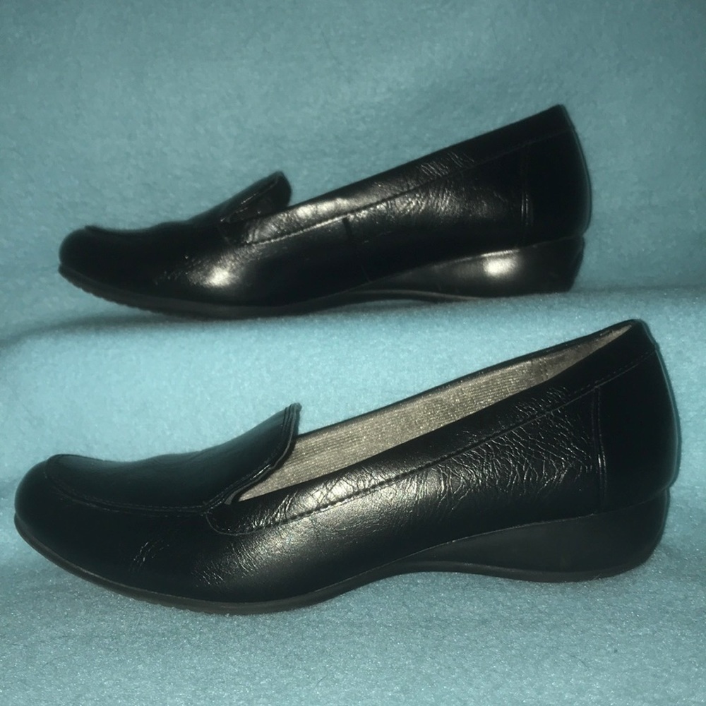 LIFE STRIDE Soft System wedge black leather NEW size 6